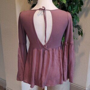 Lavender Boho Lace Bell Sleeve Top